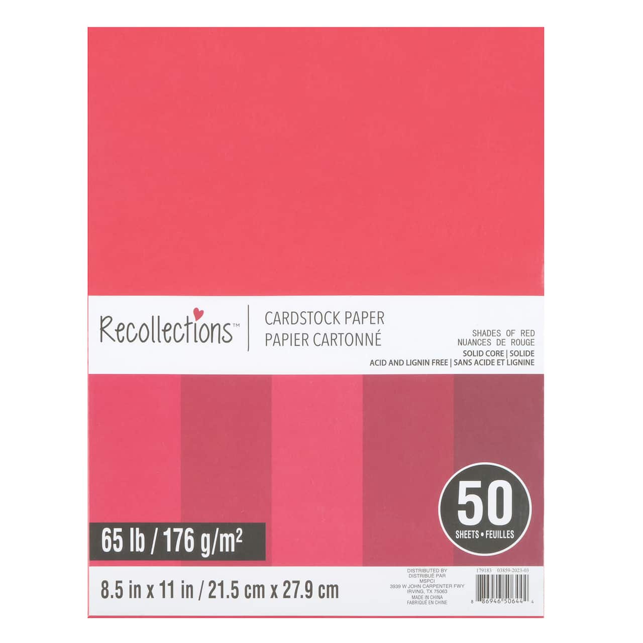 12 Packs: 50 ct. (600 total) Shades of Red 8.5" x 11" Cardstock Paper by Recollections™